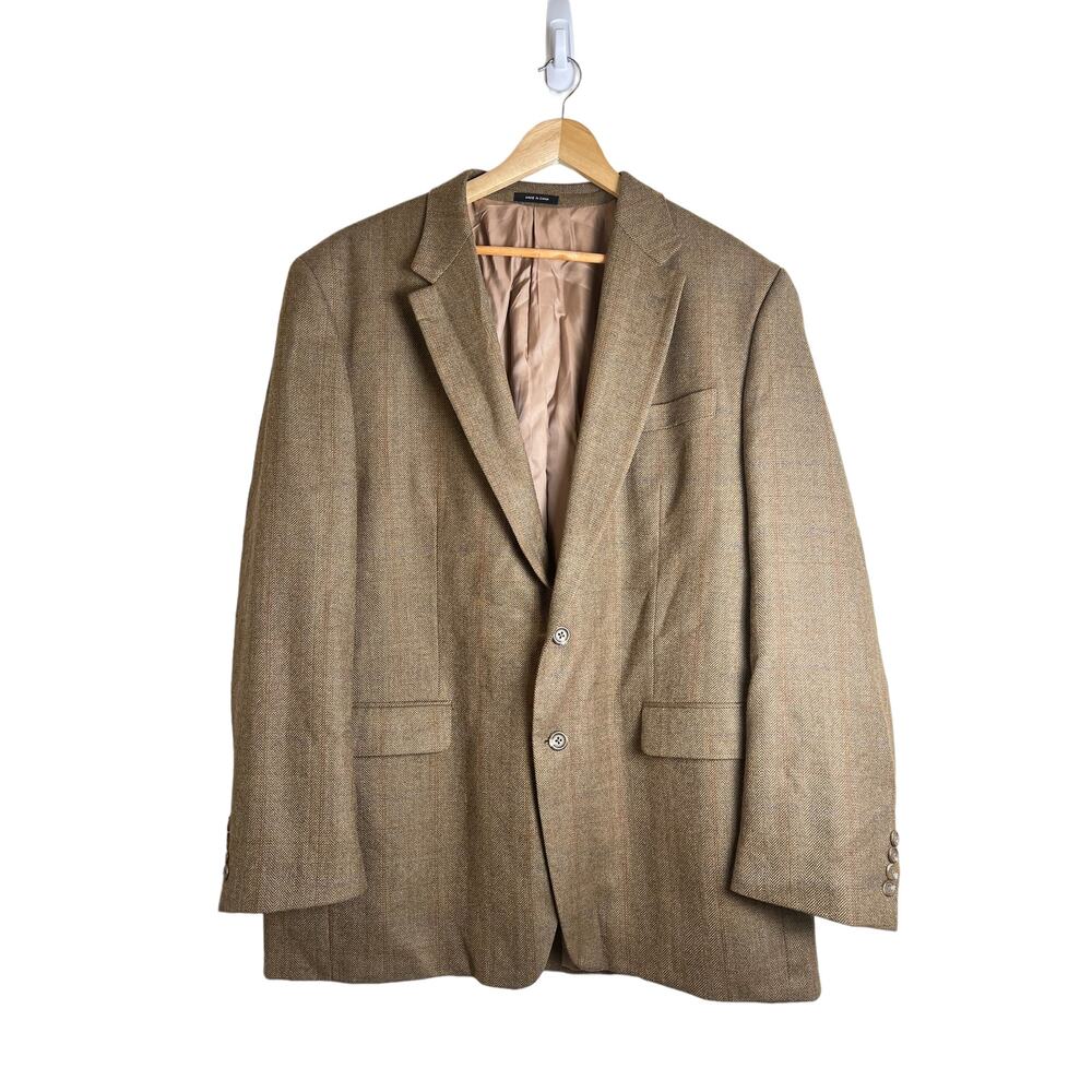 Lauren Ralph Lauren Men's Wool Brown Suit Blazer Jacket Preppy Classic Size 46L